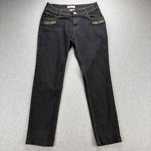Rubee Jeans Girls 15 Dark‎ Wash Embellished Embroidered Studded Pockets Zip Fly